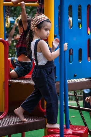 Children in the playground at Dusit zoo, Bangkok, Thailandのeditorial素材
