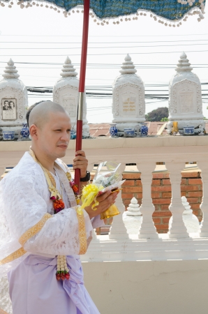The new monks in Buddhist ordination ceremony, Lopburi, Thailandのeditorial素材