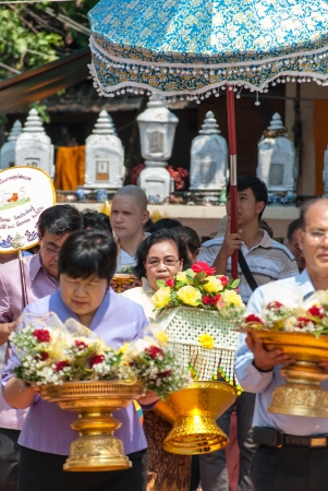 The new monks in Buddhist ordination ceremony, Lopburi, Thailandのeditorial素材