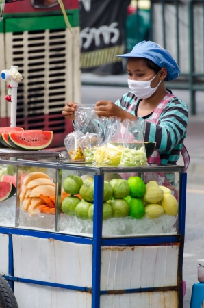 Fruit street vendors in Bangkok, Thailandのeditorial素材