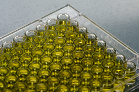 96 well sample plate with yellow sample