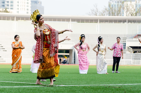 The traditional Asian dance performs at Chulalongkorn university on 22 March 2014のeditorial素材