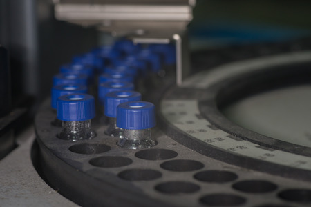 Sample vials in line waiting for analysisの写真素材