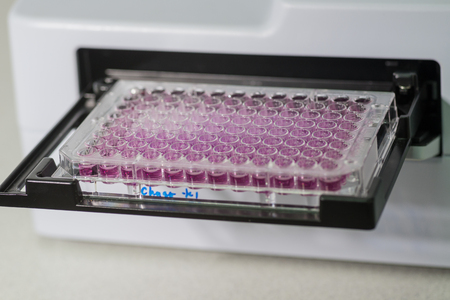 96 well plate on automatic plate readerの写真素材