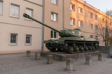 April 12, 2020, Krakow, Poland Tank IS-2, stationed in front of the Museum of Armed Action in Krakow.のeditorial素材