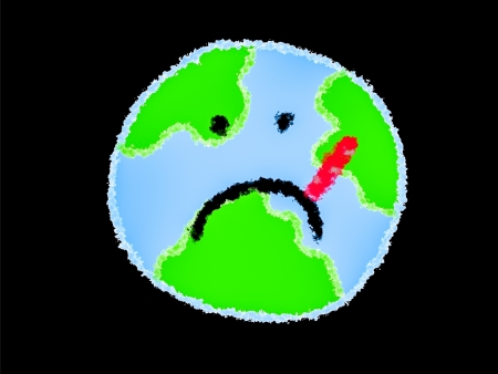 Earth is sick, illustration's child with healing the earth conceptの写真素材