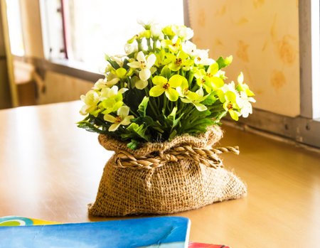 Decoration artificial flower with natural light の写真素材