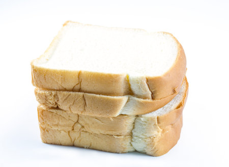 Sliced white bread on white background 