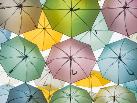 Background colorful umbrella decoration.の写真素材