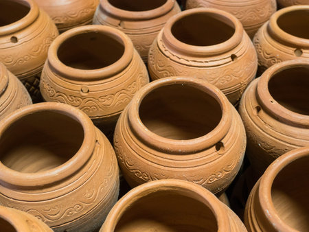 Pottery craft ceramic clay arranged to be burned.