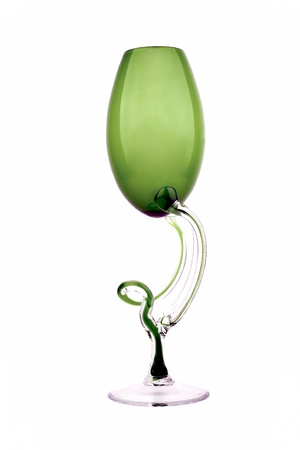 General view of the high green glass on a white backgroundの写真素材