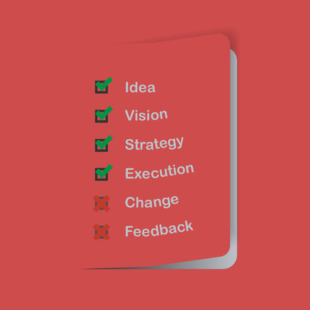 Flat design business concept sheet with check list, box, marked and shadowのイラスト素材