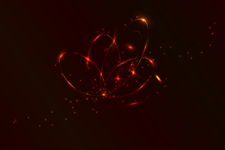 Abstract circular plasma explosion. Circle neon lights with lot of sparkles in red colors. Abstract wallpaper with fire sparkles and circular neon lines.のイラスト素材