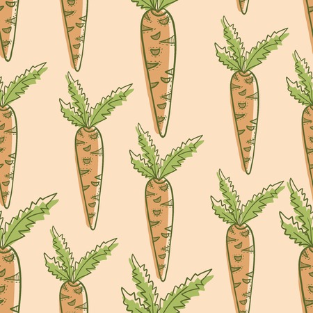 Vegetable carrot seamles hand drawn colorful patternのイラスト素材