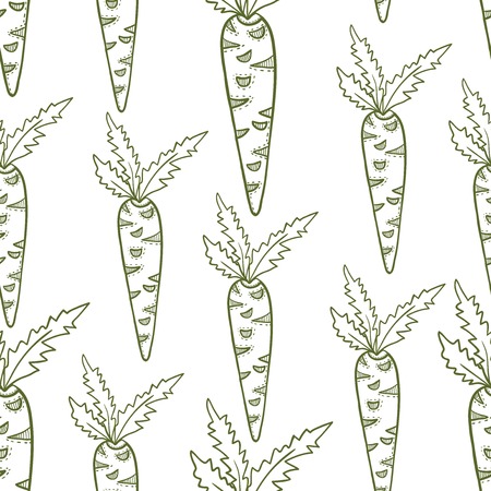 Vegetable carrot seamles hand drawn graphic patternのイラスト素材