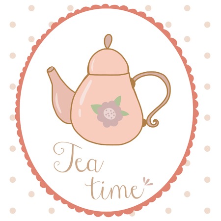 Teapot hand drawn shabby chic styleのイラスト素材