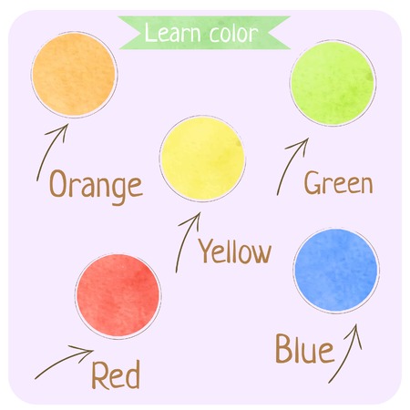 Learn color for kids. Education art poster. Watercolor palette dotのイラスト素材