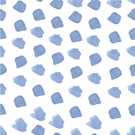 Blue hand drawn watercolor brushstroke seamless pattern.のイラスト素材