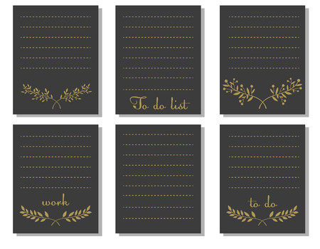 Printable journaling card black and gold colors. Print to do list with nature hand drawn brunchのイラスト素材
