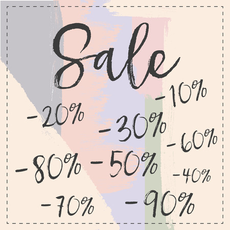 Sale stylish banner pastel brush stroke. Vector illustrationのイラスト素材