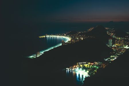 Night view of Rio de Janeiro in Brazilの写真素材