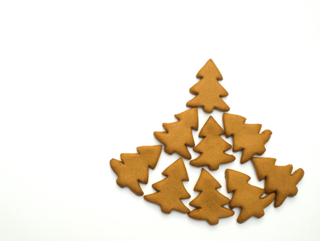 Christmas cookies isolated on white background. Christmas baking. Making gingerbread christmas cookies. Christmas concept.の写真素材