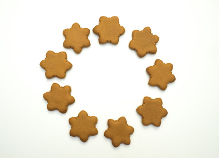 Christmas cookies isolated on white background. Christmas baking. Making gingerbread christmas cookies. Christmas concept.の写真素材