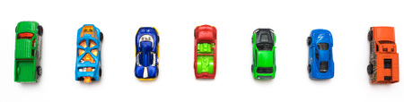 Colorful car toys. Flat lay.の写真素材