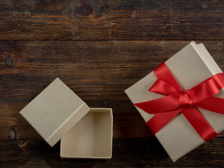 Wrapped vintage gift boxの写真素材