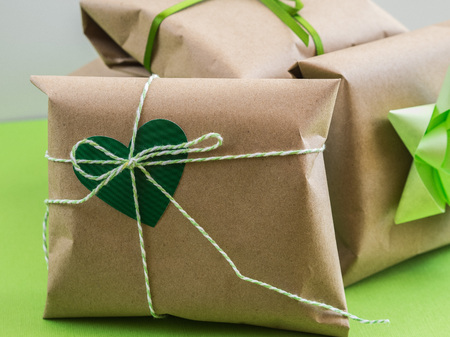 Wrapped vintage gift boxの写真素材