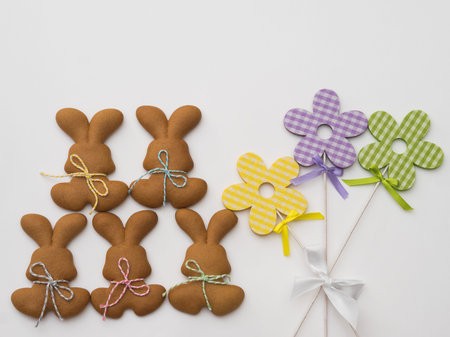 Easter background. Easter baking. Making gingerbread easter cookies. Easter concept.