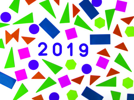 2019, Greeting card. Happy New Year or Merry Christmas. Holiday background, banner, poster.Punchy...