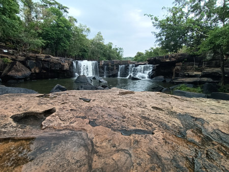Beautiful waterfall in the jungle of Khao Yai National Park, Thailandの写真素材