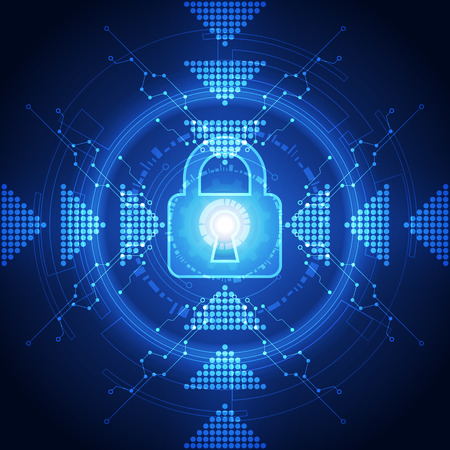 Abstract technology security on global network background, vector illustrationのイラスト素材
