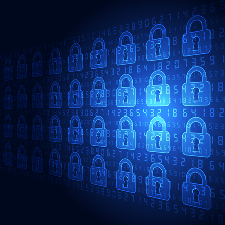 Abstract technology security on global network background, vector illustrationのイラスト素材