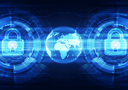 Abstract technology security on global network background, vector illustrationのイラスト素材