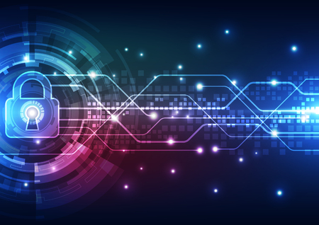 Abstract technology security on global network background, vector illustrationのイラスト素材