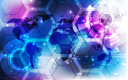 vector digital global technology concept, abstract backgroundのイラスト素材