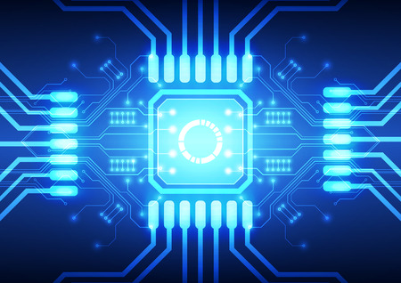 Technology processor on circuit board vector backgroundのイラスト素材