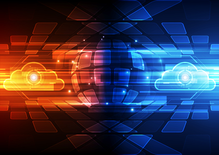 vector digital global cloud technology concept, abstract backgroundのイラスト素材