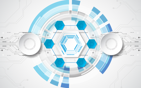 Abstract technological background concept with various technology elements. illustration Vectorのイラスト素材