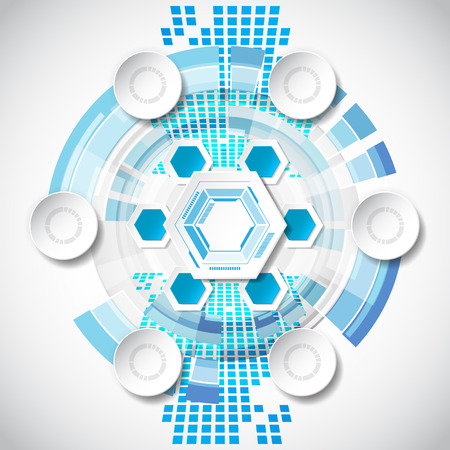Abstract technological background concept with various technology elements. illustration Vectorのイラスト素材