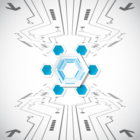 Abstract technological background concept with various technology elements. illustration Vectorのイラスト素材