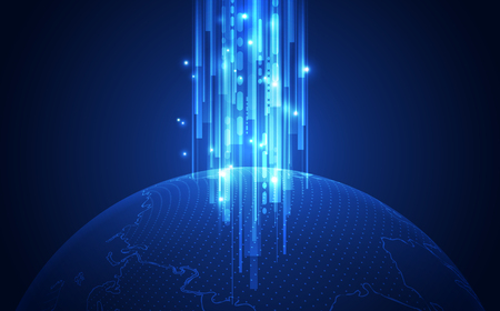 Abstract digital technology connection on Earth concept background, vector illustrationのイラスト素材