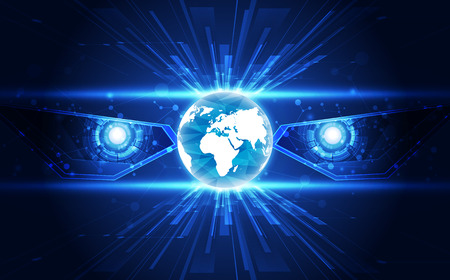 Eye robot cyber security in the future technology concept background, vector illustrationのイラスト素材