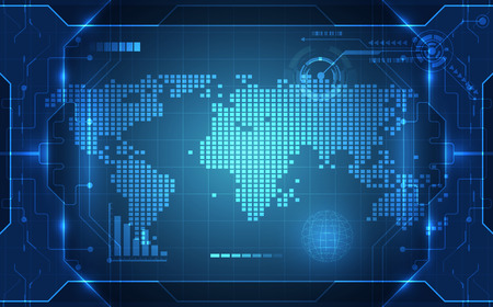Abstract digital technology connection on Earth concept background, vector illustrationのイラスト素材
