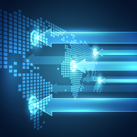 Abstract digital technology connection on Earth concept background, vector illustrationのイラスト素材