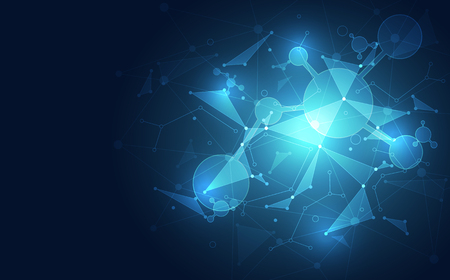 Abstract polygonal space background with blue technology. vector illustrationのイラスト素材