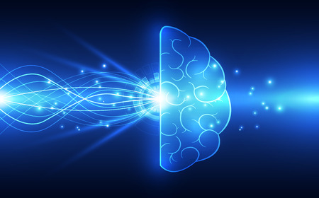Vector abstract human brain on technology background represent artificial intelligence concept, illustrationのイラスト素材