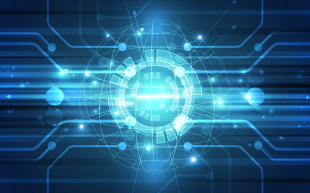 Abstract digital technology connection on Earth conceptのイラスト素材